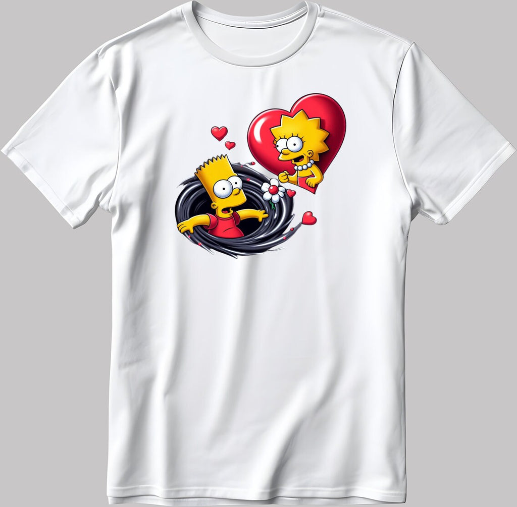 The Simpsons Valentine Days Short Sleeve White-Black Men's / Women's T Shirt C470