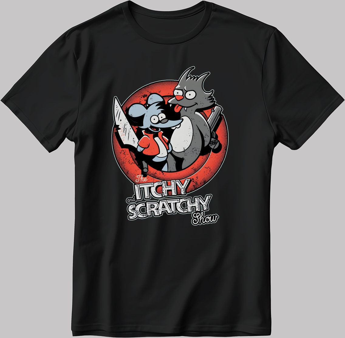 The Itchy And Scratchy Show Short Sleeve White-Black Men's / Women's T Shirt N125
