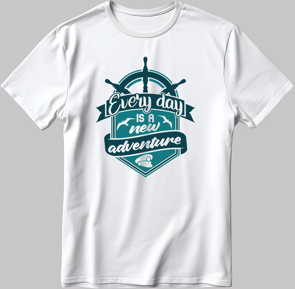 Every Day Is A New Adventure Short Sleeve White-Black Men's / Women's T Shirt C305