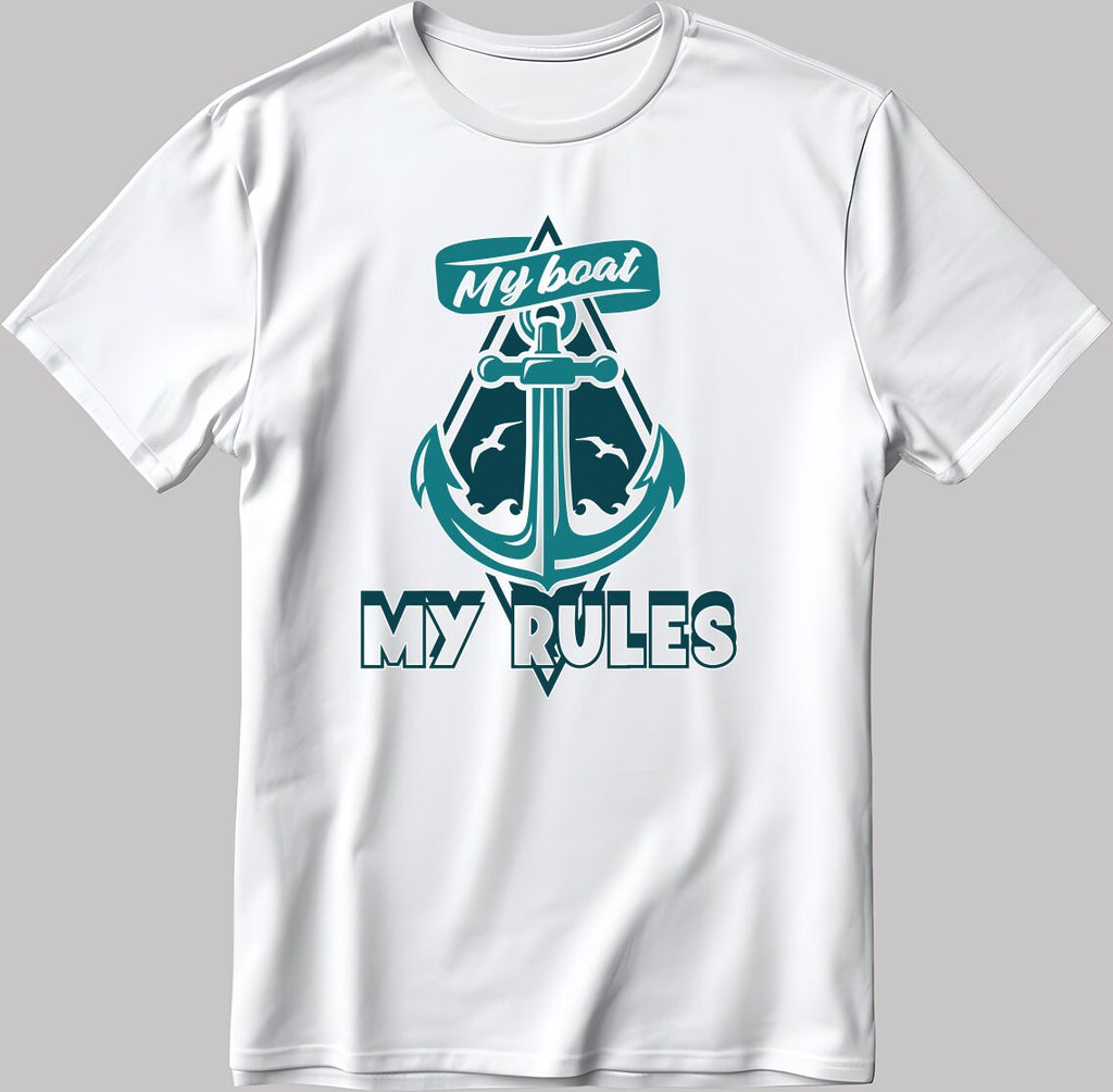 My boat my rules Short Sleeve White-Black Men's / Women's T Shirt C320