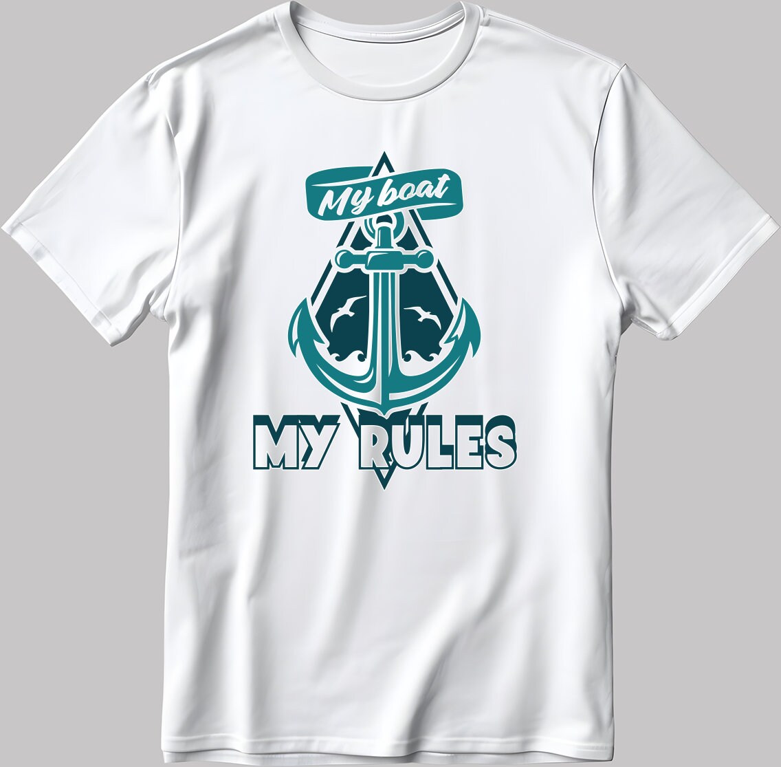 My boat my rules Short Sleeve White-Black Men's / Women's T Shirt C320