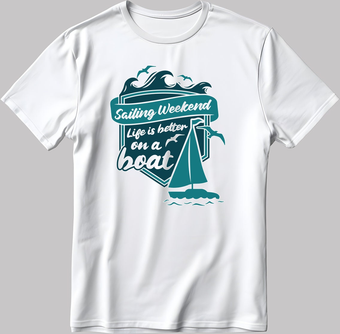 Sailing Weekend Life is better on a boat Short Sleeve White-Black Men's / Women's T Shirt C327