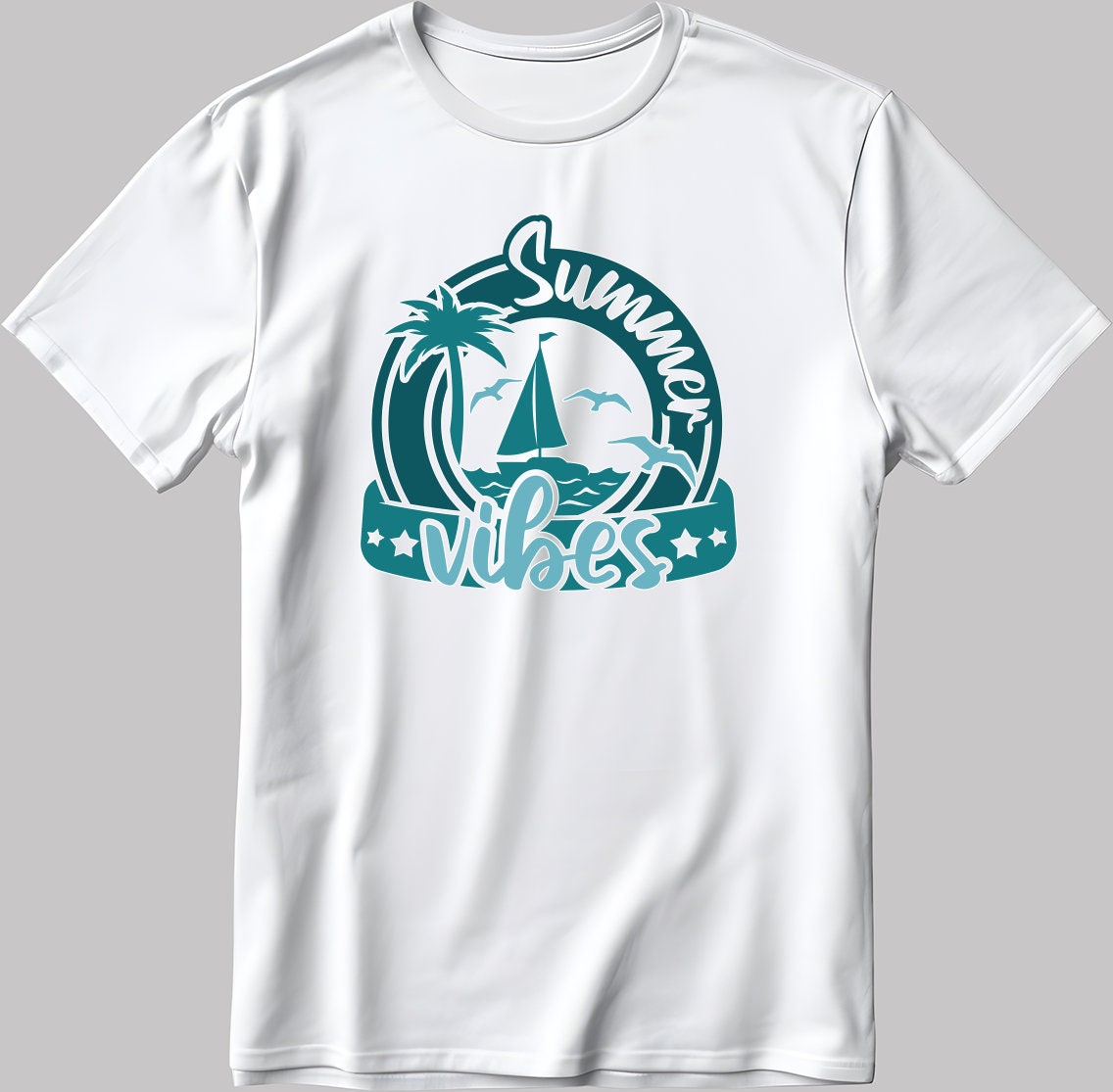Summer Vibes Short Sleeve White-Black Men's / Women's T Shirt C331
