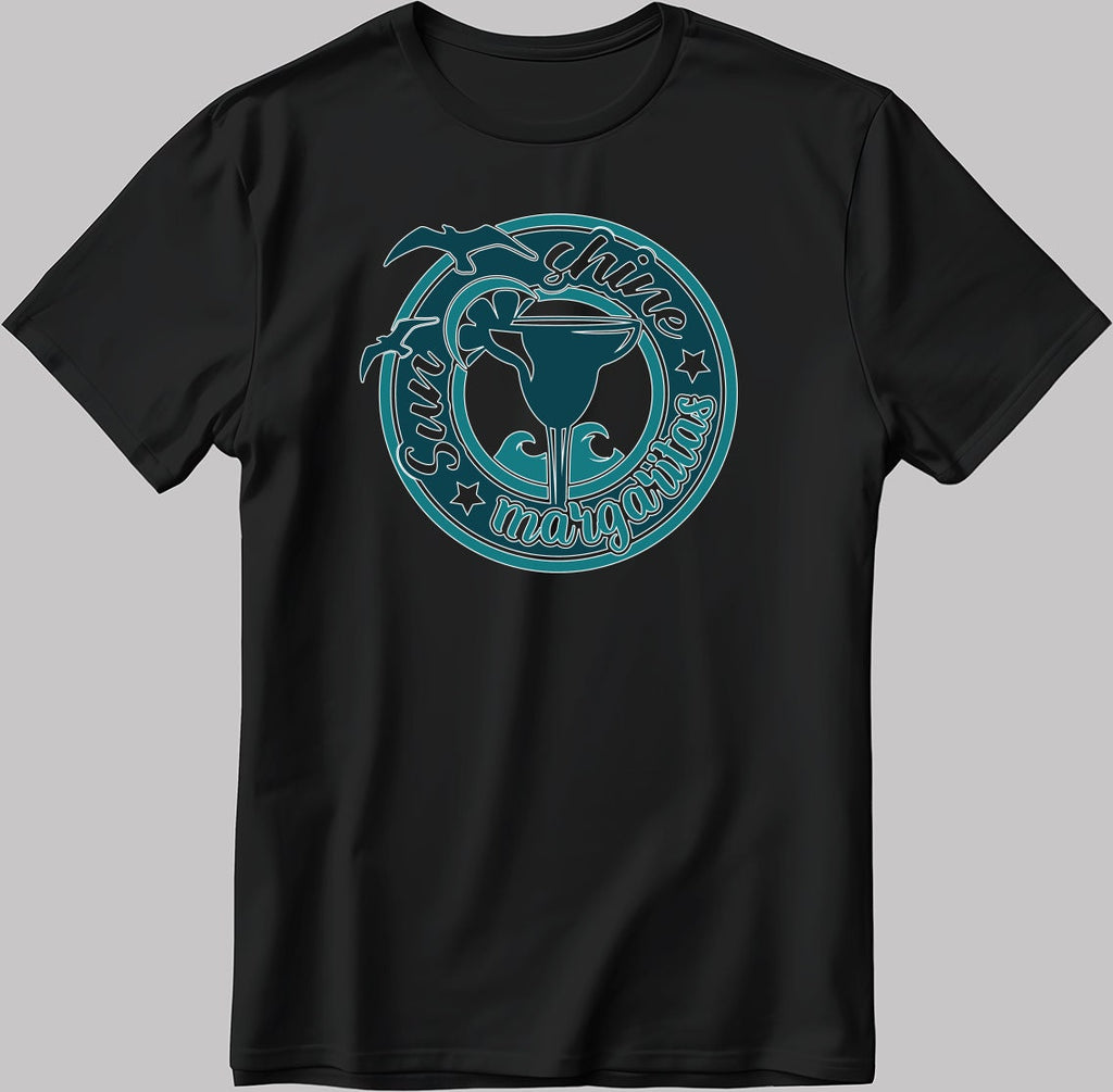 Sun Shine Margaritas Short Sleeve White-Black Men's / Women's T Shirt C332