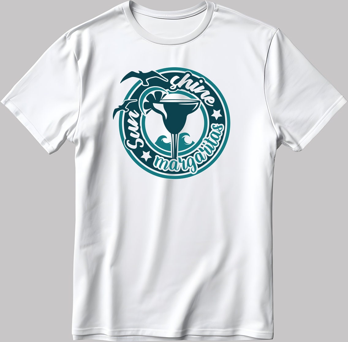 Sun Shine Margaritas Short Sleeve White-Black Men's / Women's T Shirt C332