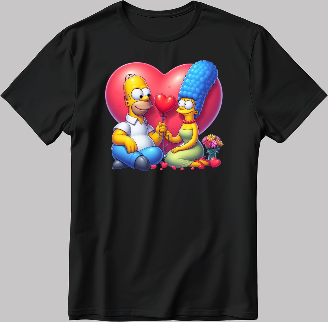 The Simpsons Valentine Days Short Sleeve White-Black Men's / Women's T Shirt C479