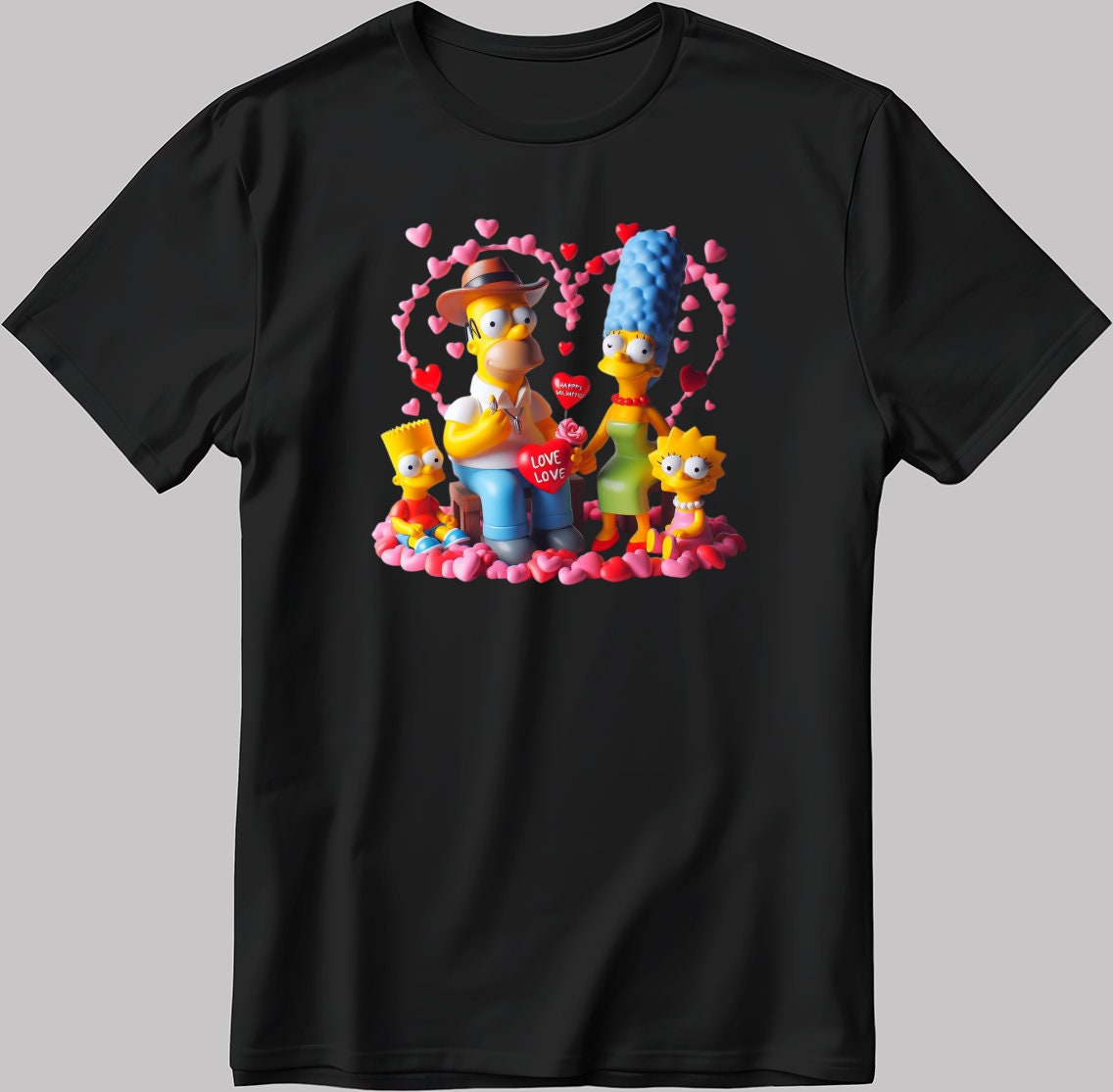 The Simpsons Valentine Days Short Sleeve White-Black Men's / Women's T Shirt C481