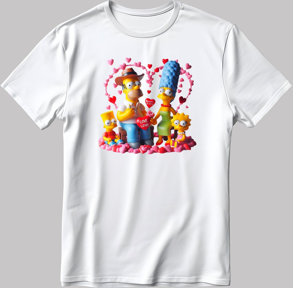 The Simpsons Valentine Days Short Sleeve White-Black Men's / Women's T Shirt C481