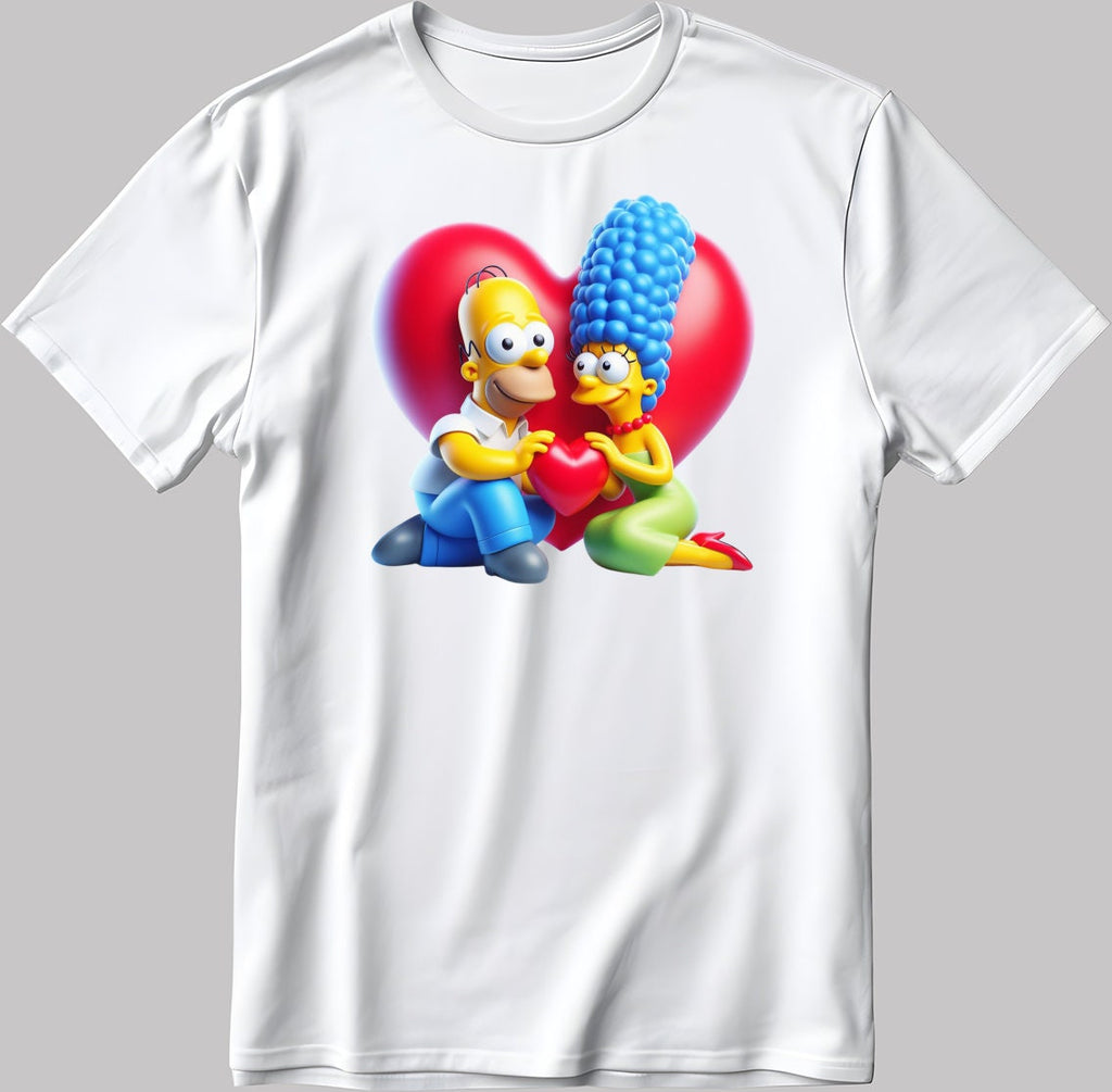 The Simpsons Valentine Days Short Sleeve White-Black Men's / Women's T Shirt C482