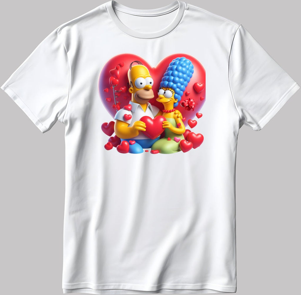 The Simpsons Valentine Days Short Sleeve White-Black Men's / Women's T Shirt C483