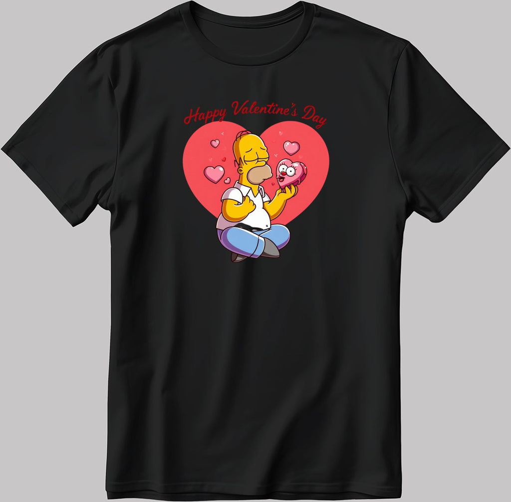 The Simpsons Valentine Days Short Sleeve White-Black Men's / Women's T Shirt C487