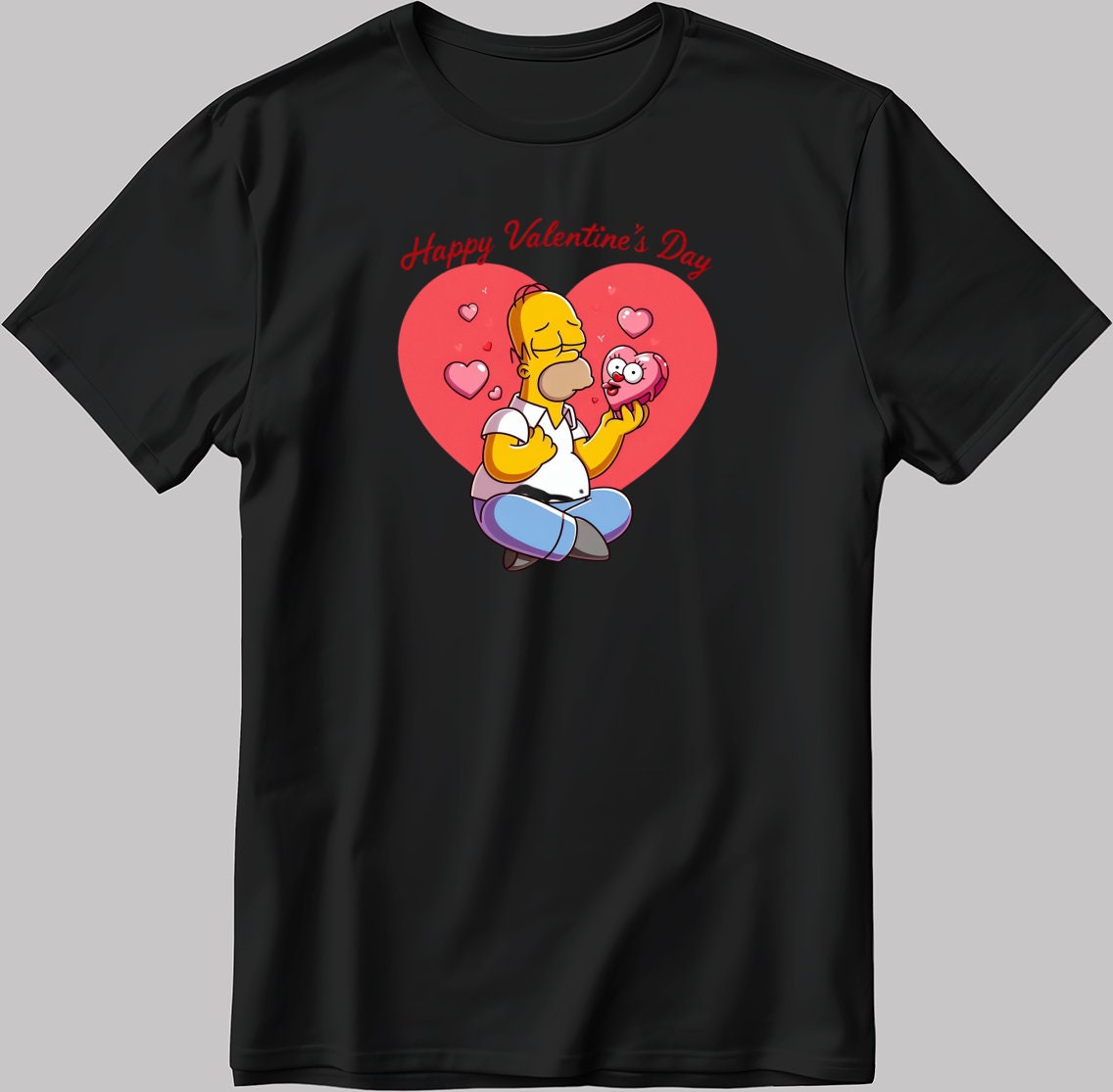 The Simpsons Valentine Days Short Sleeve White-Black Men's / Women's T Shirt C487