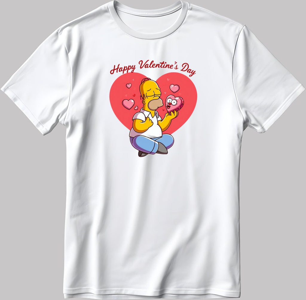 The Simpsons Valentine Days Short Sleeve White-Black Men's / Women's T Shirt C487