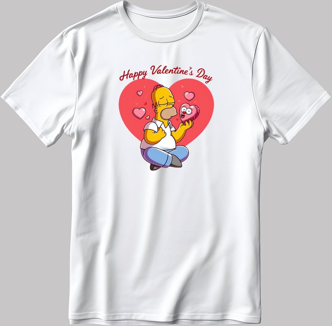 The Simpsons Valentine Days Short Sleeve White-Black Men's / Women's T Shirt C487