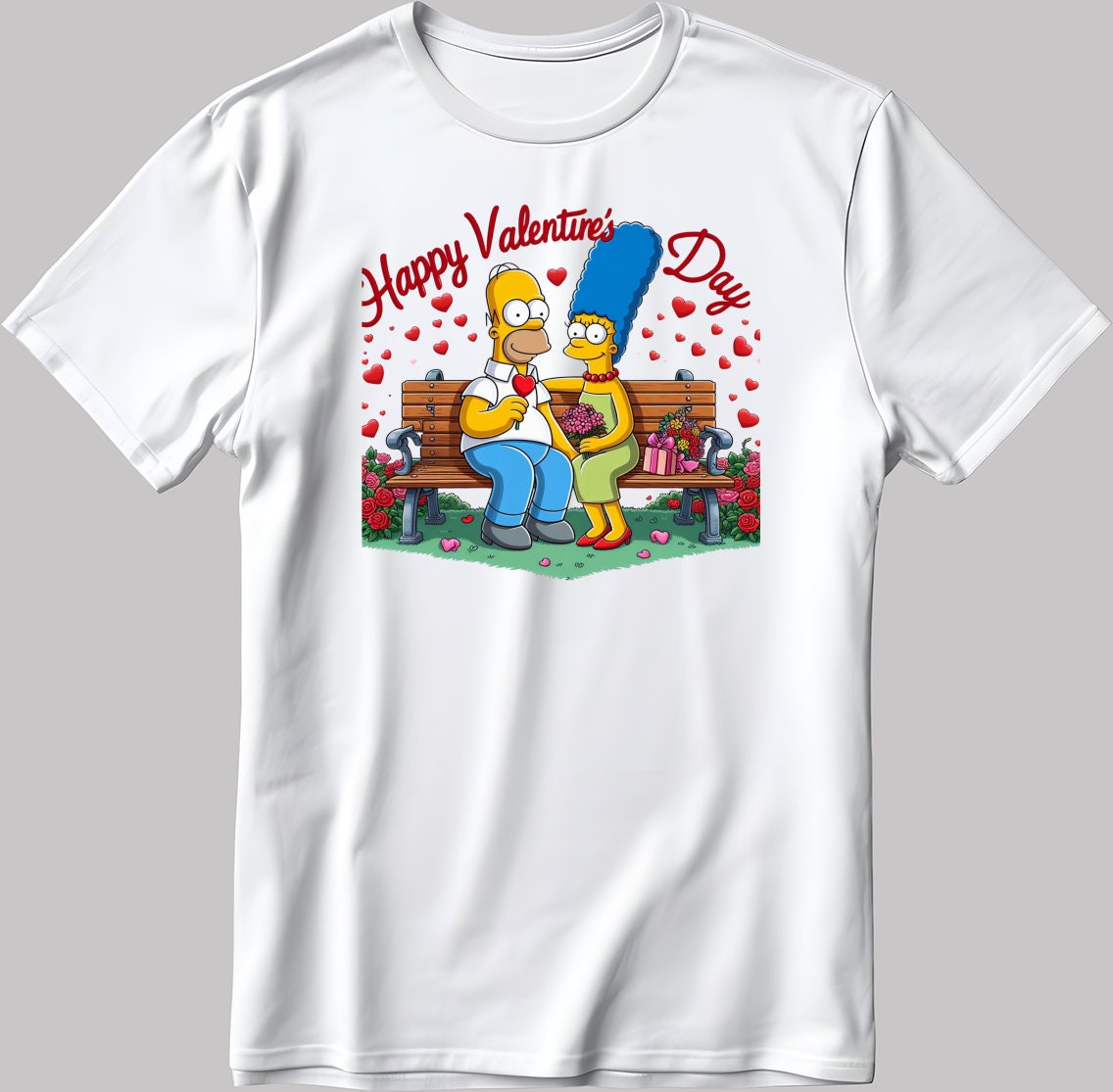 The Simpsons Valentine Days Short Sleeve White-Black Men's / Women's T Shirt C498