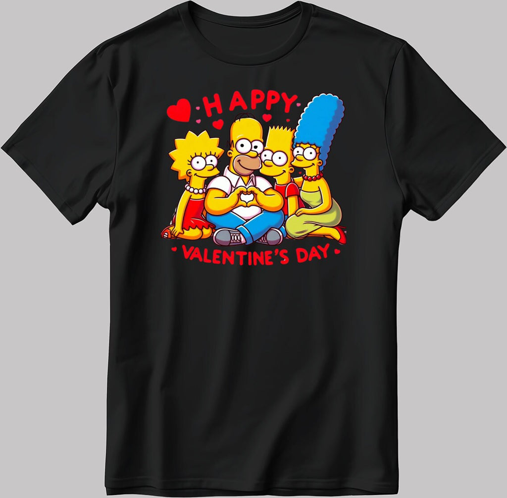 The Simpsons Valentine Days Short Sleeve White-Black Men's / Women's T Shirt C500