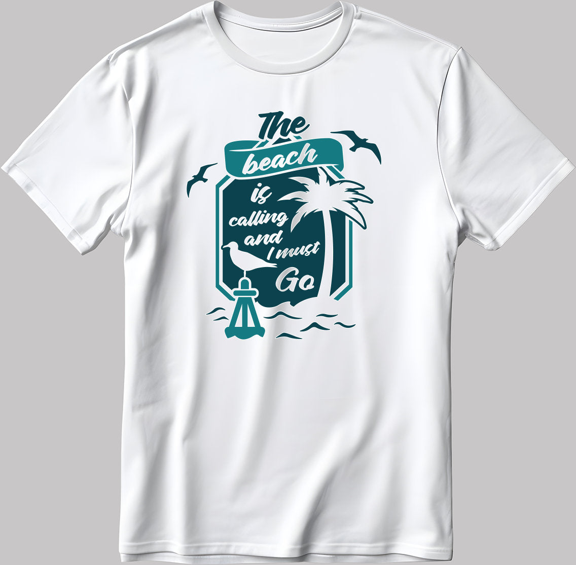 The Beach Is Calling Short Sleeve White-Black Men's / Women's T Shirt C334