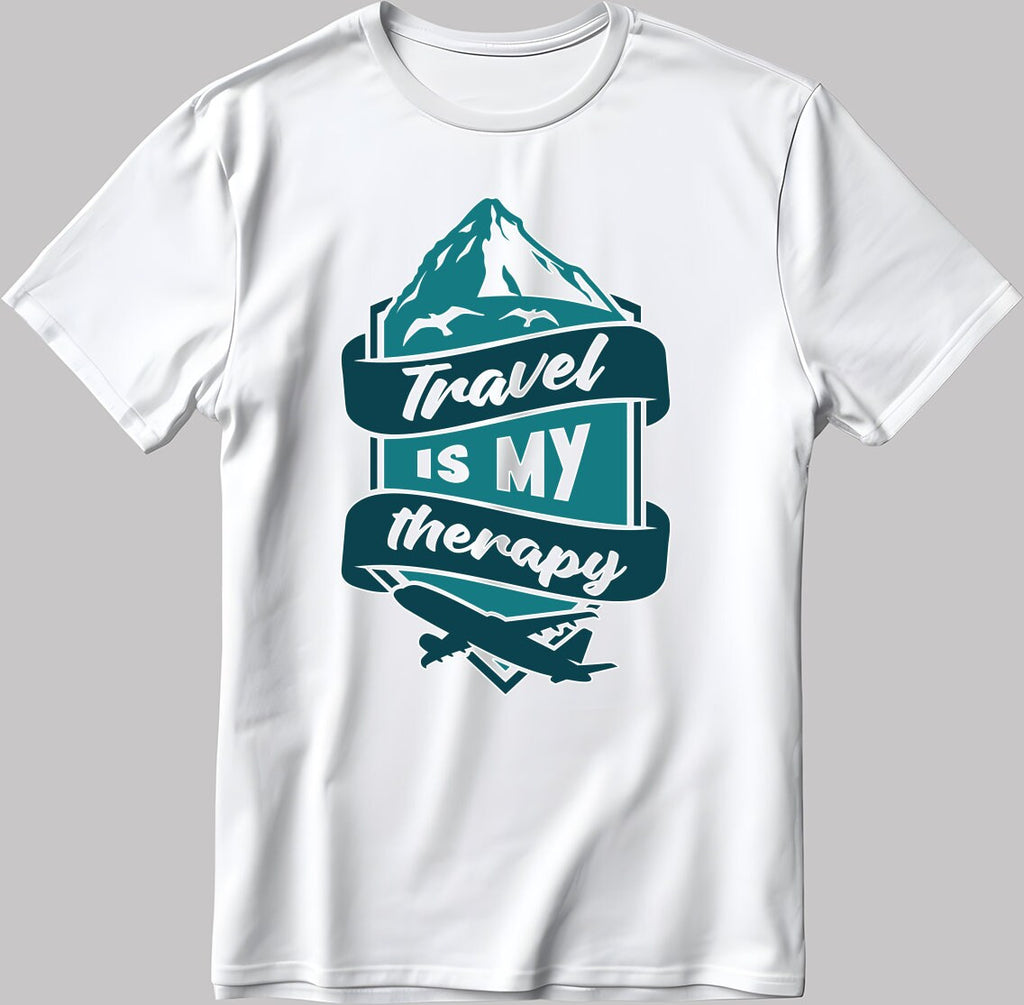 Travel Is My Therapy Short Sleeve White-Black Men's / Women's T Shirt C337