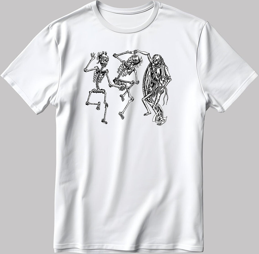 Skeletons Dancing Short Sleeve White-Black Men's / Women's T Shirt E009