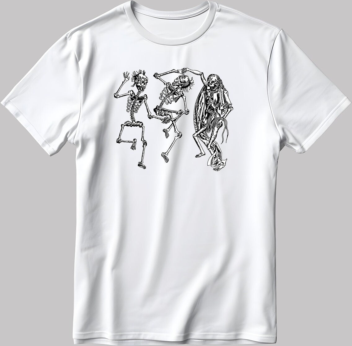 Skeletons Dancing Short Sleeve White-Black Men's / Women's T Shirt E009