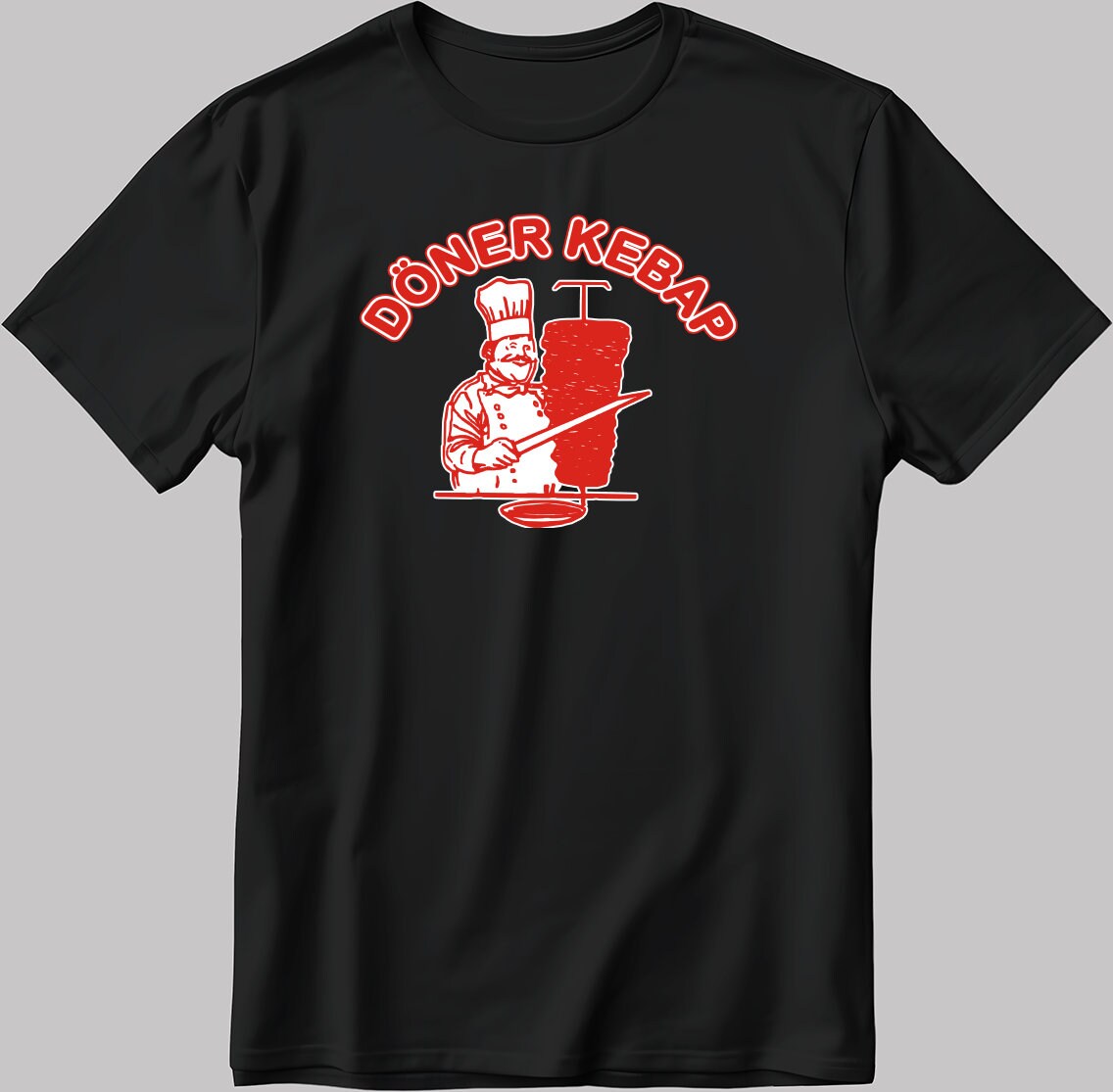 Doner Kebap Figure Short Sleeve White-Black Men's / Women's T Shirt E045