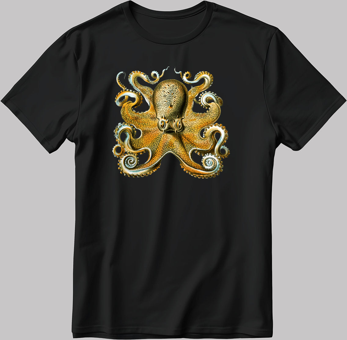 Octopus Figure Short Sleeve White-Black Men's / Women's T Shirt F050