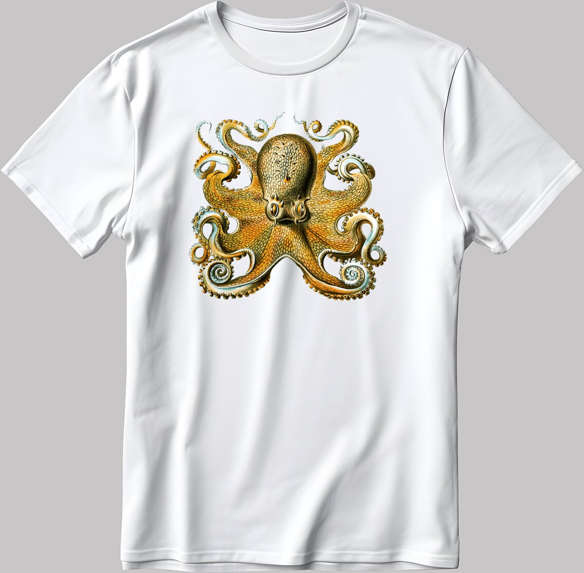Octopus Figure Short Sleeve White-Black Men's / Women's T Shirt F050