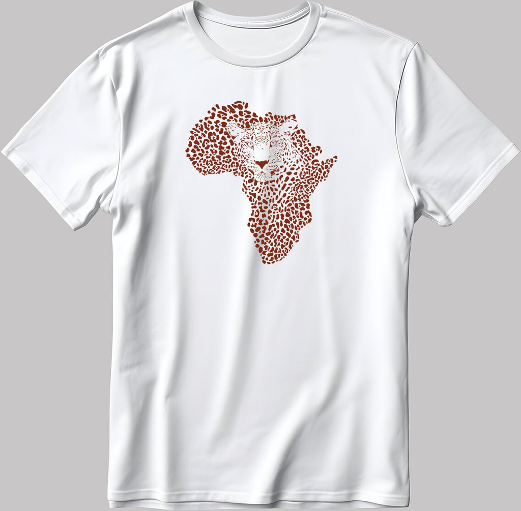 Leopard Face Figure  Short Sleeve White-Black Men's / Women's T Shirt F407