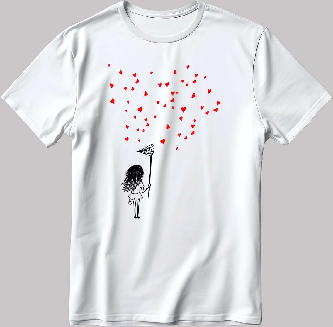 Alone Girl Figure Short Sleeve White-Black Men's / Women's T Shirt H341