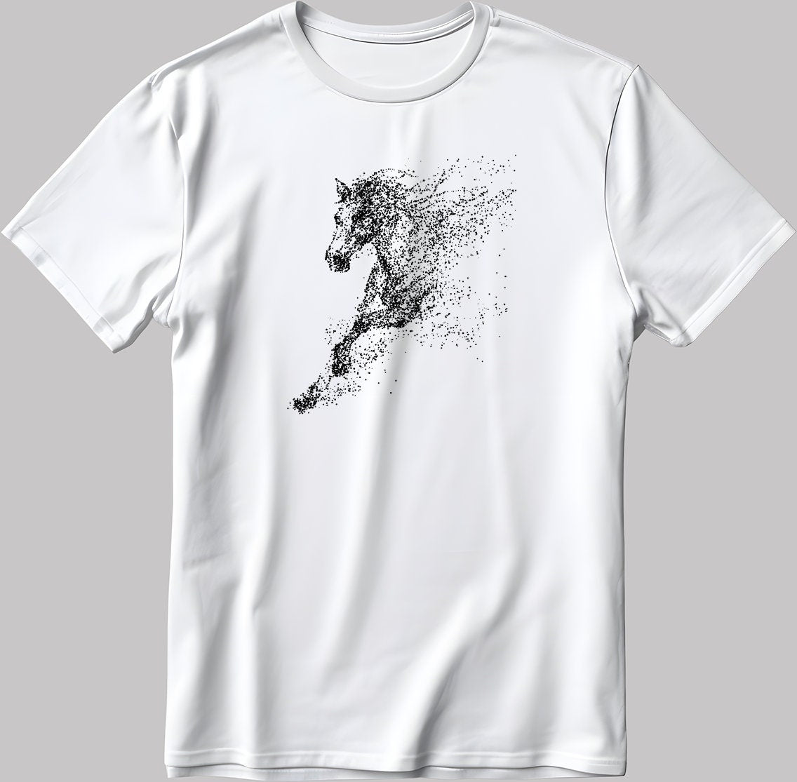 Horse Figure Short Sleeve White-Black Men's / Women's T Shirt K094