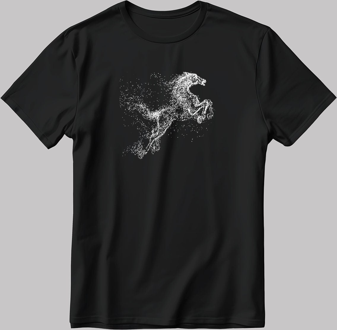 Horse Figure Short Sleeve White-Black Men's / Women's T Shirt K095
