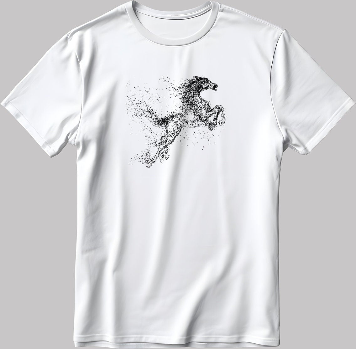 Horse Figure Short Sleeve White-Black Men's / Women's T Shirt K095