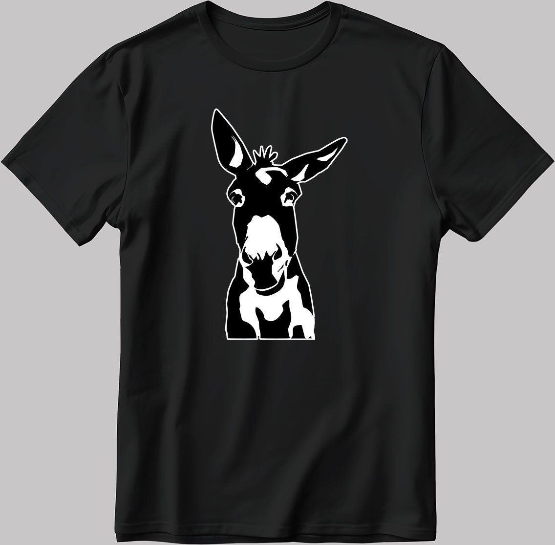 Funny Donkey Face Short Sleeve White-Black Men's / Women's T Shirt K176