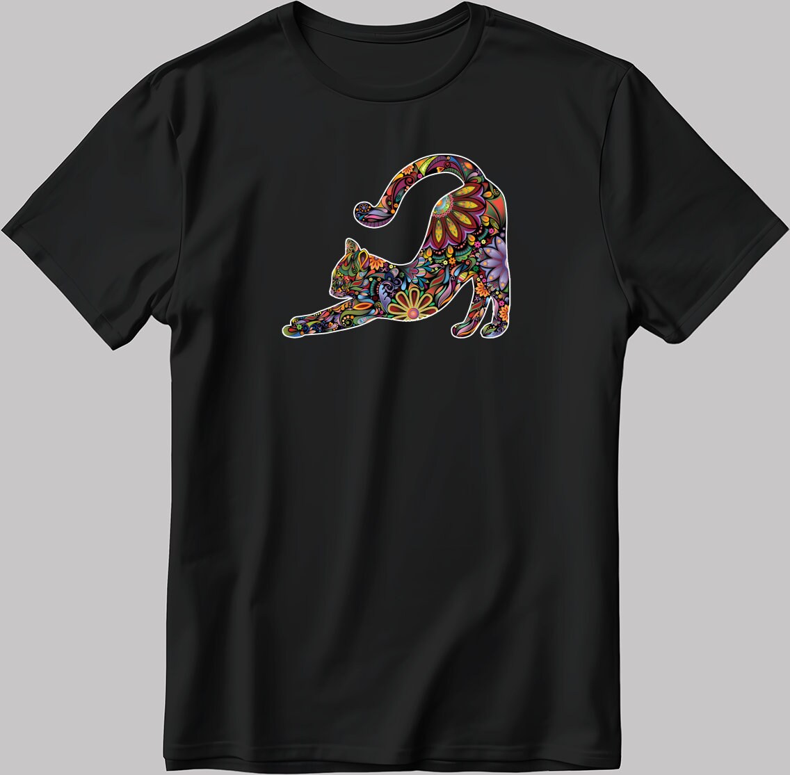 Funny Colorful Cat Short Sleeve White-Black Men's / Women's T Shirt K286
