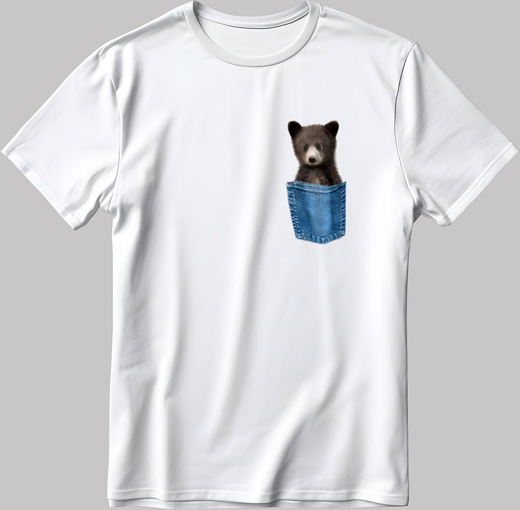 Funny Cute Bear Short Sleeve White-Black Men's / Women's T Shirt K700