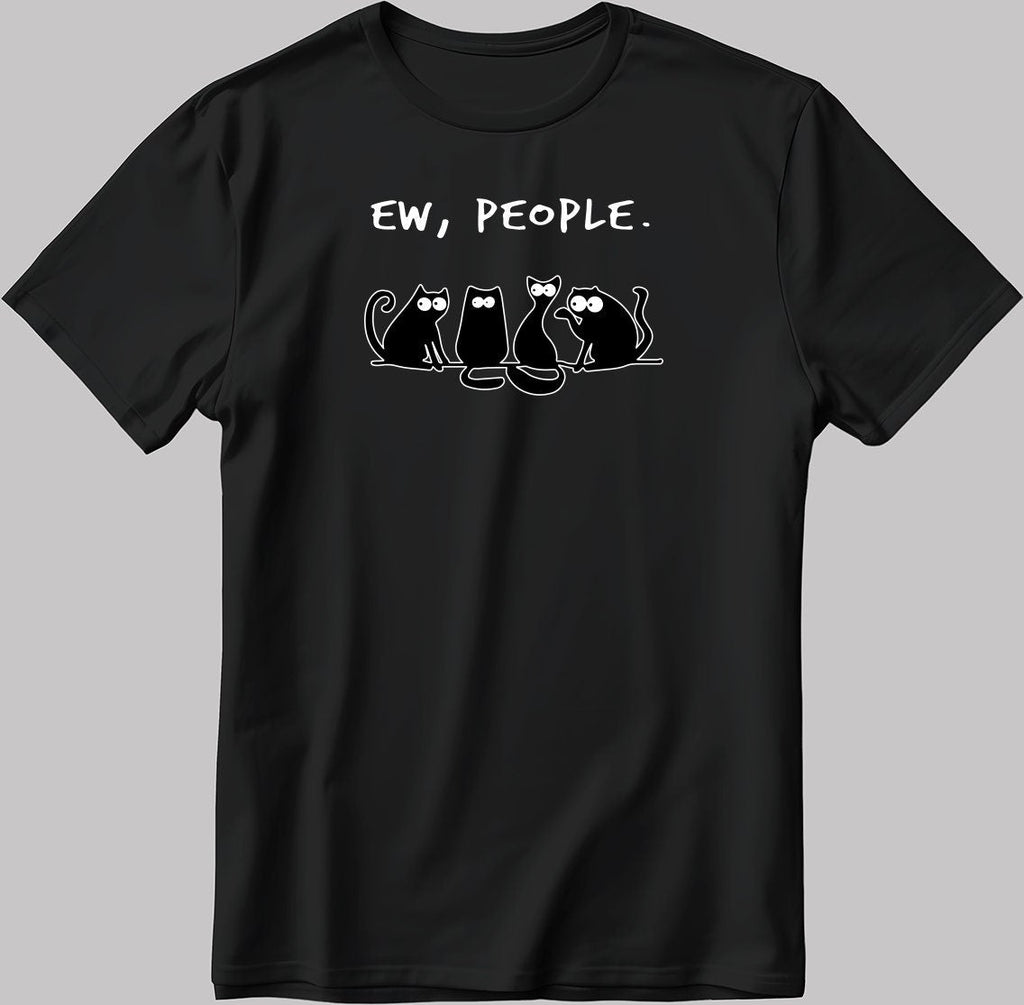 Ew, People Cat  Short Sleeve White-Black Men's / Women's T Shirt K787