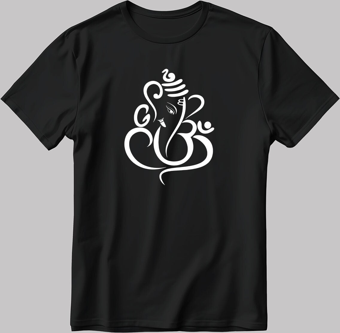 Elephant Face Figure Short Sleeve White-Black Men's / Women's T Shirt K823