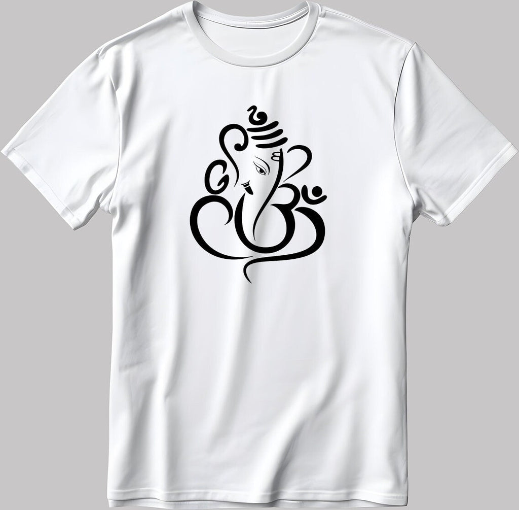Elephant Face Figure Short Sleeve White-Black Men's / Women's T Shirt K823