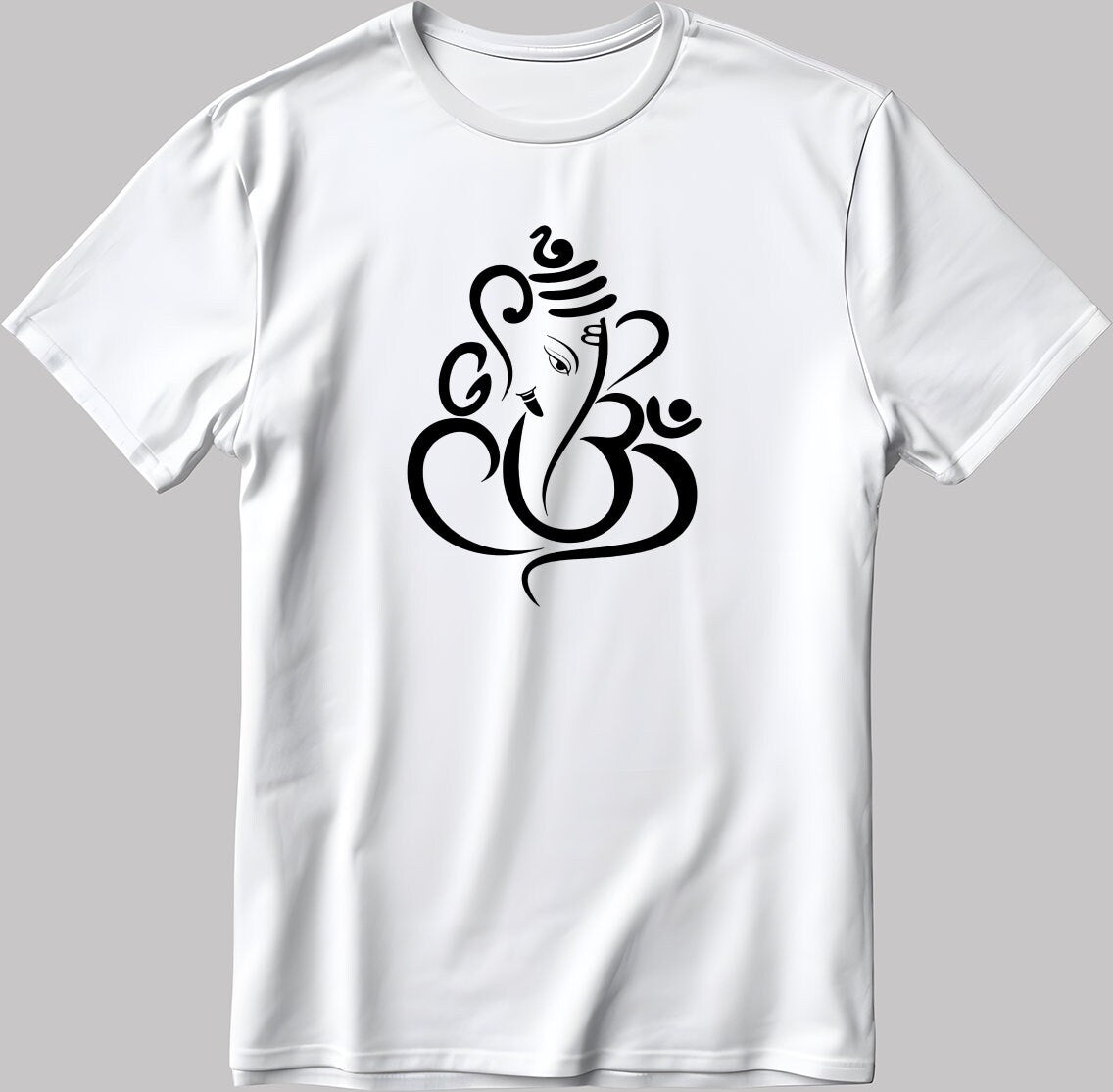 Elephant Face Figure Short Sleeve White-Black Men's / Women's T Shirt K823