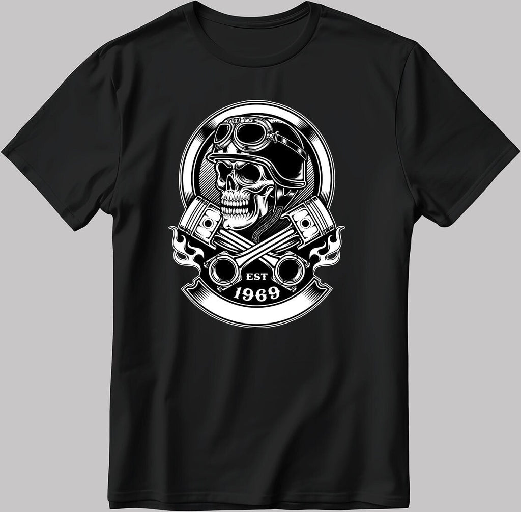 Skull Rider Logo Short Sleeve White-Black Men's / Women's T Shirt K1014