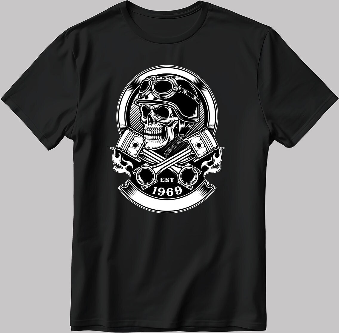 Skull Rider Logo Short Sleeve White-Black Men's / Women's T Shirt K1014