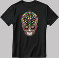 Colorful Happy Skeleton Face Short Sleeve White-Black Men's / Women's T Shirt K1019