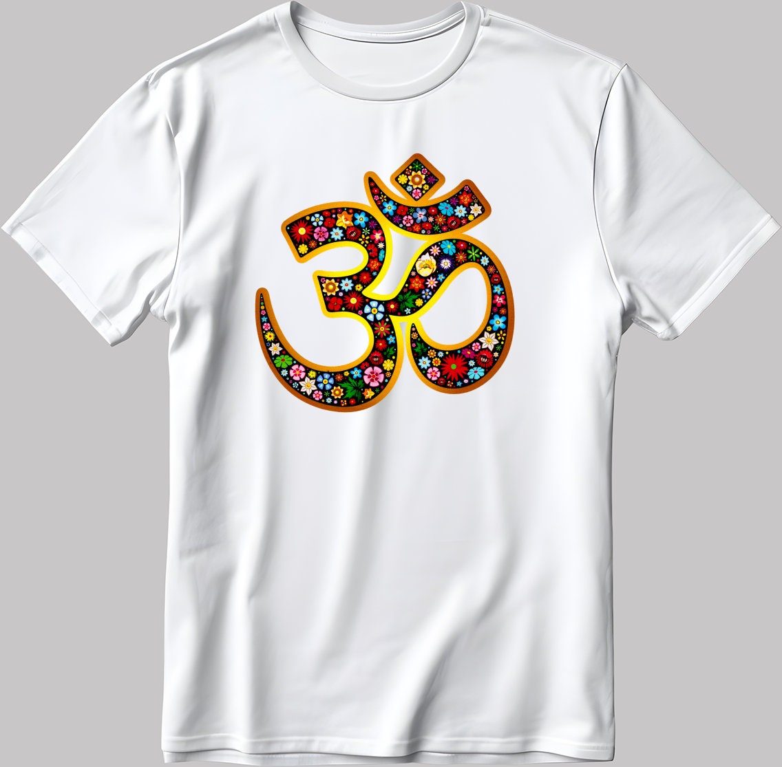 Om Logo Yoga Short Sleeve White-Black Men's / Women's T Shirt K1058