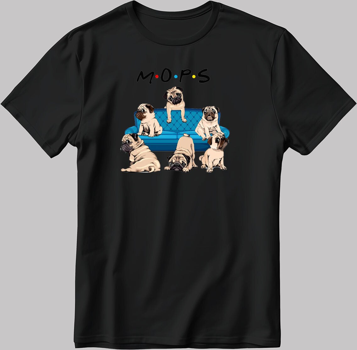 Sweet Pug Dog Mops Short Sleeve White-Black Men's / Women's T Shirt F133