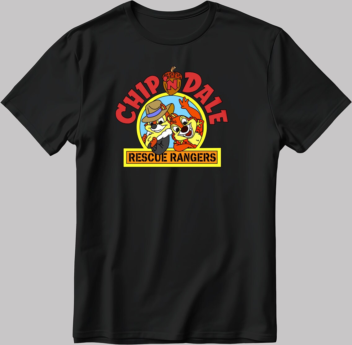 Chip'n Dale Rescue Rangers Short Sleeve White-Black Men's / Women's T Shirt H139
