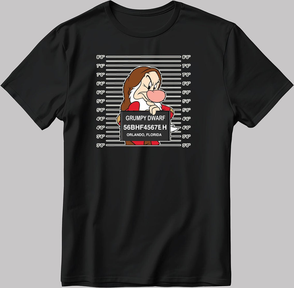 Cartoon Character Grumpy Dwarf Short Sleeve White-Black Men's / Women's T Shirt K826