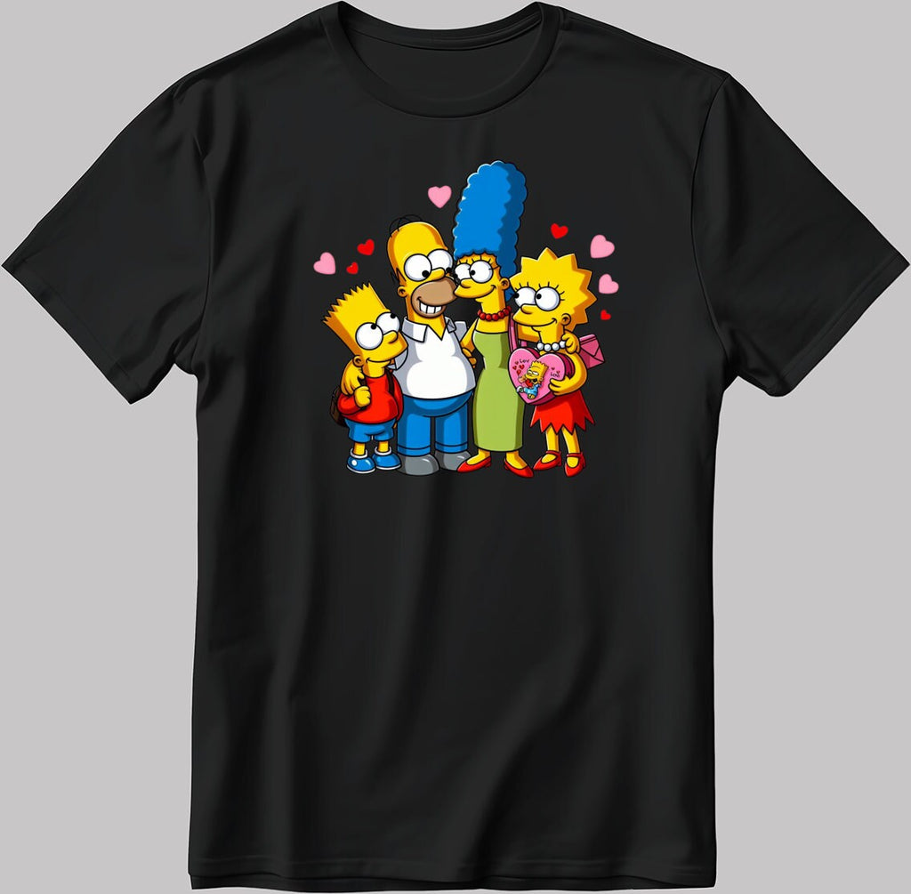 The Simpsons Valentine Days Short Sleeve White-Black Men's / Women's T Shirt C417
