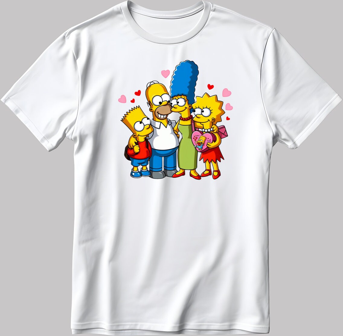 The Simpsons Valentine Days Short Sleeve White-Black Men's / Women's T Shirt C417