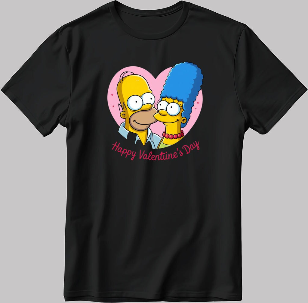 The Simpsons Valentine Days Short Sleeve White-Black Men's / Women's T Shirt C418