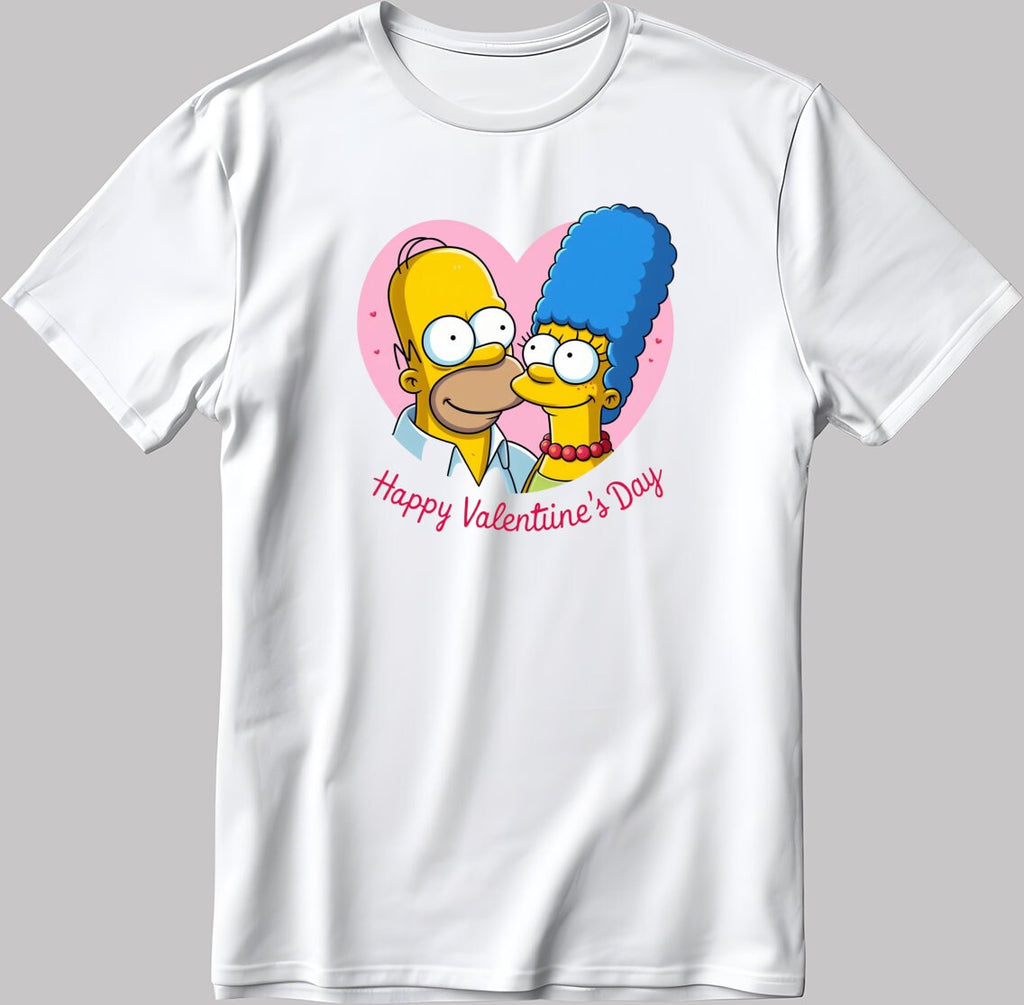 The Simpsons Valentine Days Short Sleeve White-Black Men's / Women's T Shirt C418